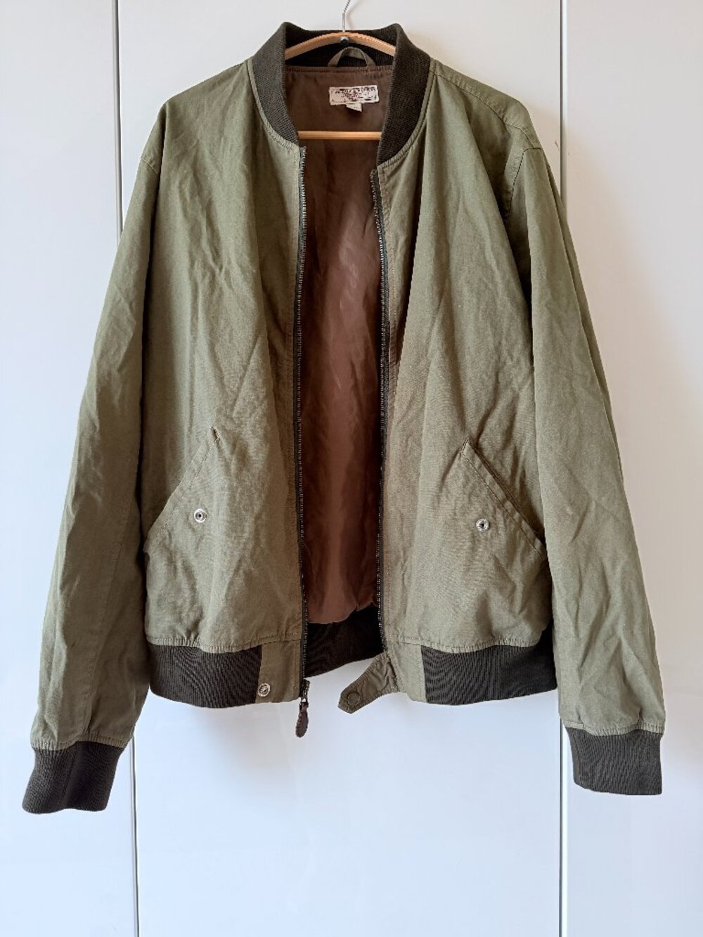 Wallace and Barnes Khaki Olive Bomber Jacket Cotton Mens L